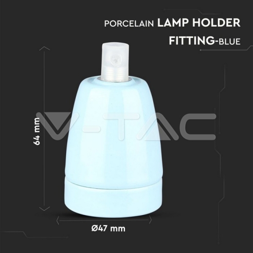 Porcelain Lamp Holder Fitting Blue - 5