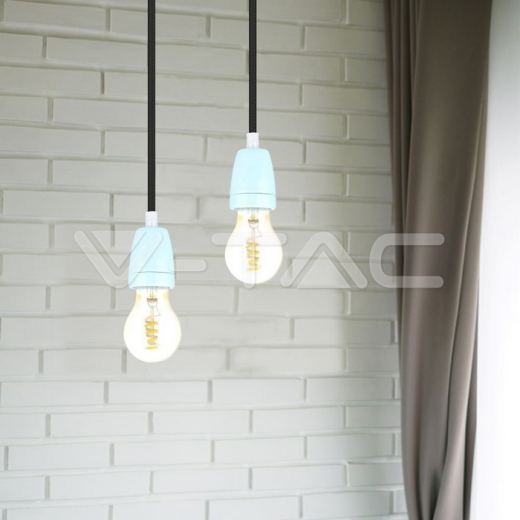 Porcelain Lamp Holder Fitting Blue - 7