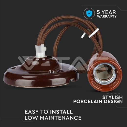 Porcelain Lamp Pendant Brown - 4