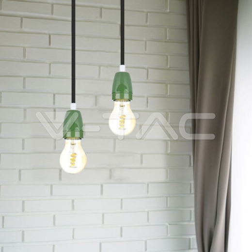 Soporte de porcelana E27 Verde - 7