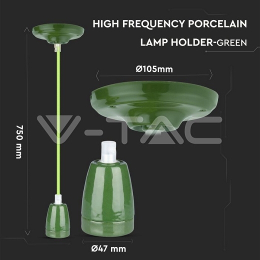 Porcelain Lamp Pendant Green - 6