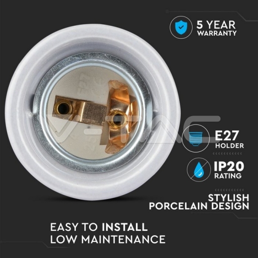 Porcelain Lamp Holder Fitting Grey - 4