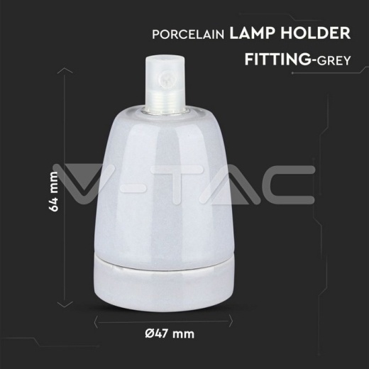Porcelain Lamp Holder Fitting Grey - 5