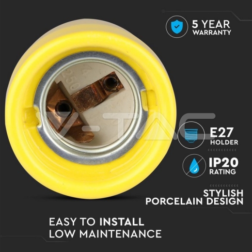 Soporte de porcelana E27 Amarillo - 4