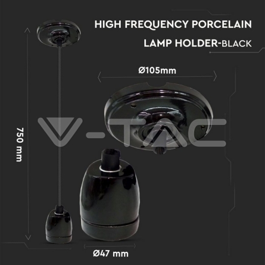 Porcelain Lamp Pendant Black - 6