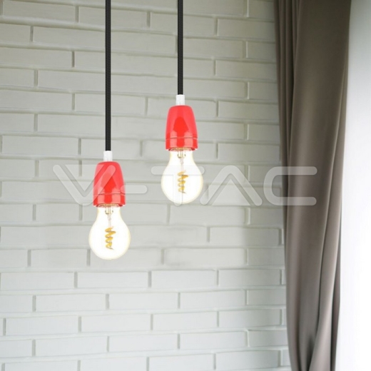 Soporte de porcelana E27 Rojo - 7