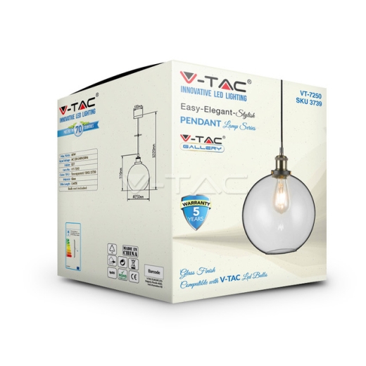 Vintage Glass Pendant Light Transparent Ф250 - 3