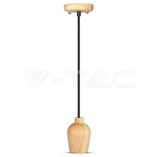 Wooden Pendant Light Black Wire - 1