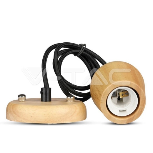 Wooden Pendant Light Black Wire - 3