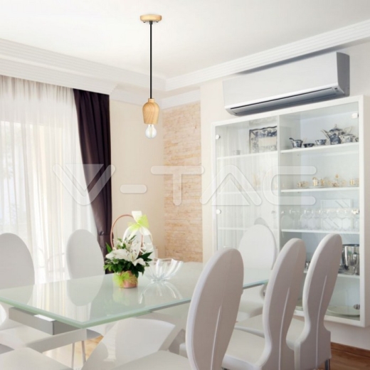 Wooden Pendant Light Black Wire - 9