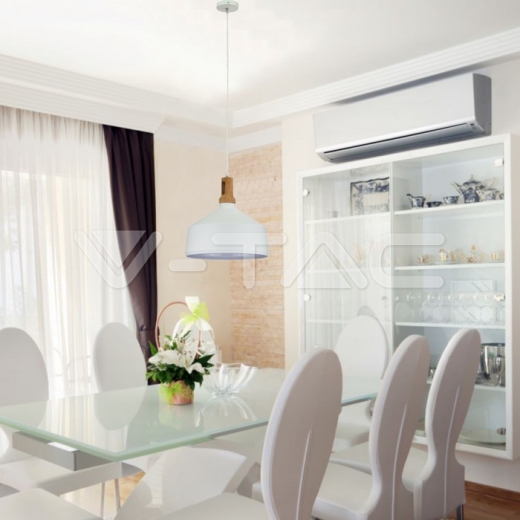 Wooden Top Iron Pendant Light White - 6