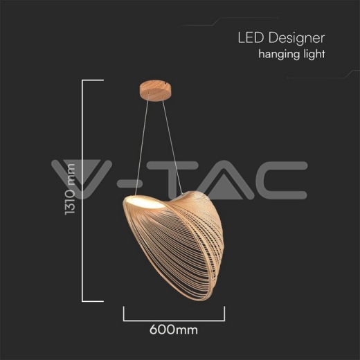 Lámpara Colgante LED de Diseño 10W Madera 3000K D600 - 4