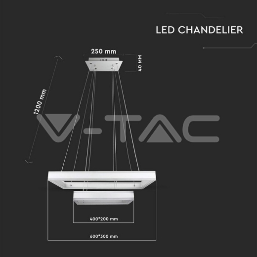 113W Soft Light Chandelier Dimmable White 3000K - 5
