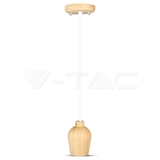 Wooden Pendant Light White Wire - 1