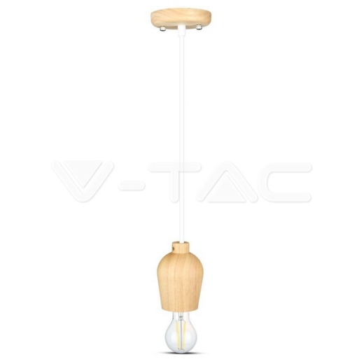 Wooden Pendant Light White Wire - 3