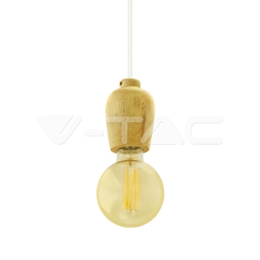 Wooden Pendant Light White Wire - 6