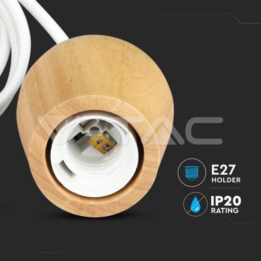 Wooden Pendant Light White Wire - 8