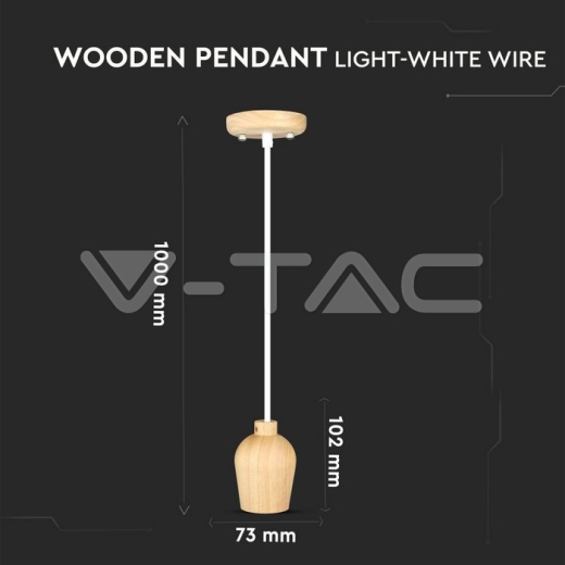 Wooden Pendant Light White Wire - 9