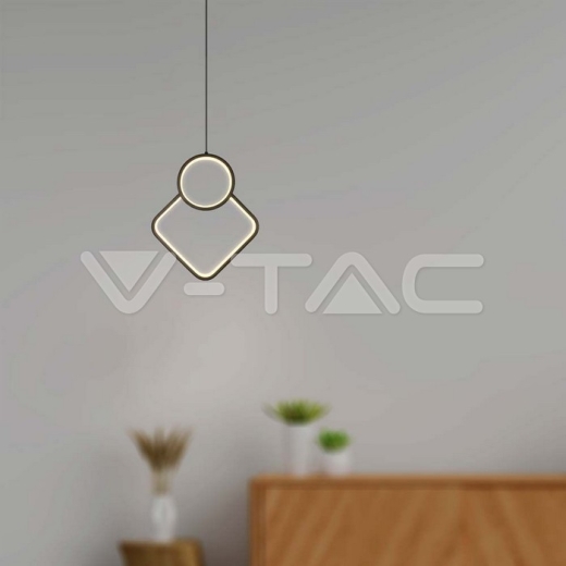 12W LED Designer Metal Hanging Lamp 280 x 1800mm Black Body 3000K - 7