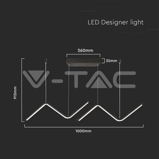 12W LED Designer Hanging Light Curve Black 4000K - 4