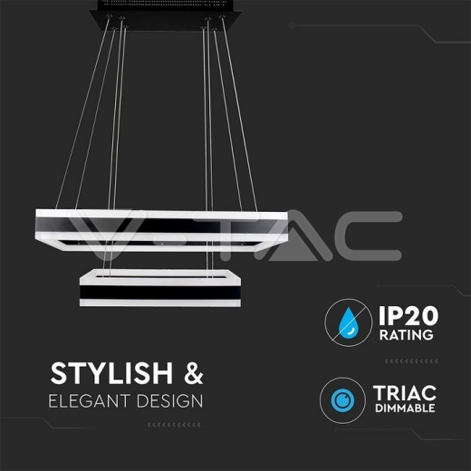 113W Soft Light Chandelier Dimmable Black 3000K - 4