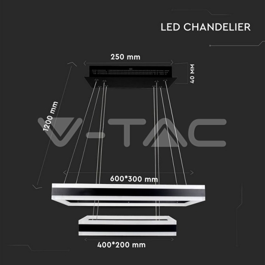 113W Soft Light Chandelier Dimmable Black 3000K - 5