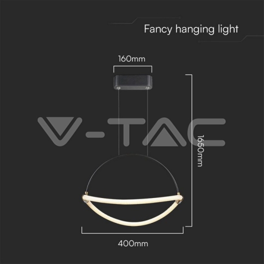 Lámpara colgante LED de 12 W con cable de 1,5 m, cuerpo negro de 400 mm y 3000 K - 5