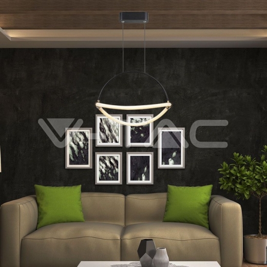 Lámpara colgante LED de 12 W con cable de 1,5 m, cuerpo negro de 400 mm y 3000 K - 6