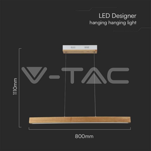 Lámpara Colgante LED 12W 4000K Cuerpo Madera - 5