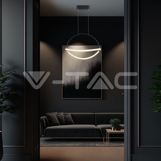 Lámpara colgante LED de 12 W con cable de 1,5 m, cuerpo negro de 400 mm y 4000 K - 7