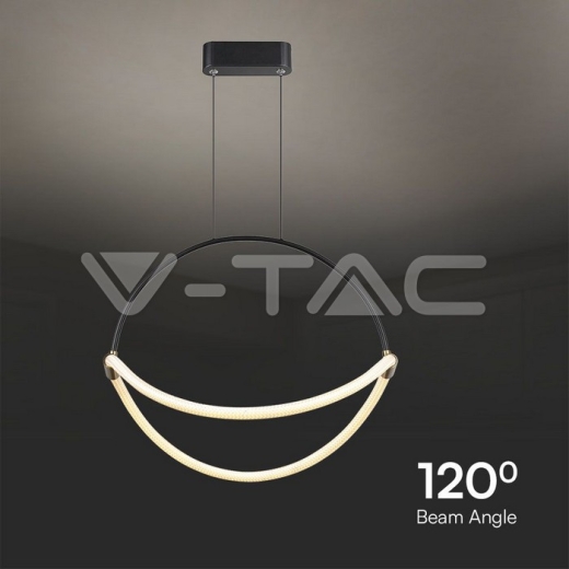 Lámpara colgante LED de 16 W con cable de 1,5 m, cuerpo negro de 600 mm y 3000 K - 2