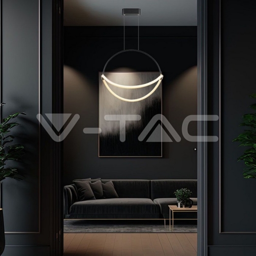 Lámpara colgante LED de 16 W con cable de 1,5 m, cuerpo negro de 600 mm y 3000 K - 7