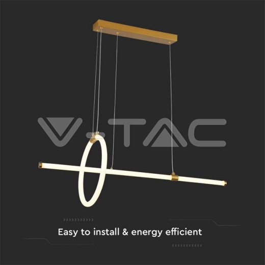 Lámpara decorativa colgante LED 16W 860*300 Pintura cuerpo dorado 3000K - 2