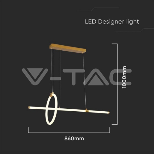 Lámpara decorativa colgante LED 16W 860*300 Pintura cuerpo dorado 3000K - 5