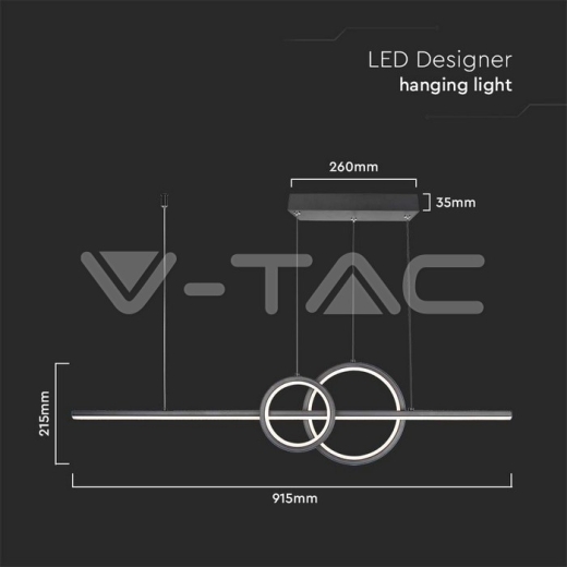 17W LED Designer Hanging Light 3 in 1 Black - 5