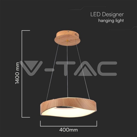 Lámpara Colgante LED de Diseño 18W Madera 3000K D400 - 4