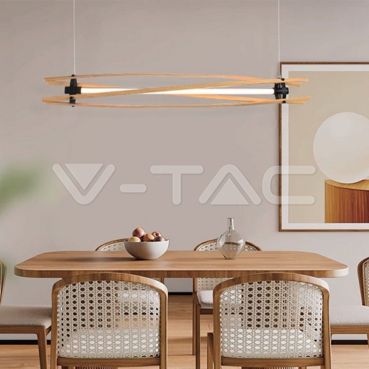 15W LED Designer Pendant Wood 3000K L1200 - 5