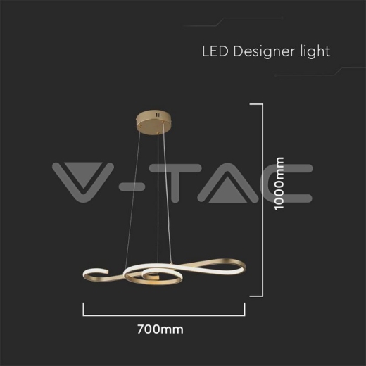 18W LED Hanging Decorative Lamp 700*250 Paint Gold Body 3000K - 5