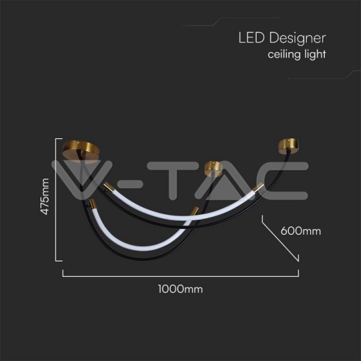 20W LED Designer Hanging Lamp Black+Brass 4000K - 5