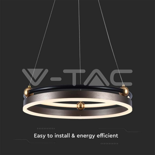 20W LED Designer Hanging Lamp Single Ring 3000K Coffee Body - 2
