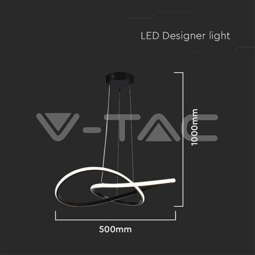 20W LED Hanging Decorative Lamp Ф500 Black Body 3000K - 5