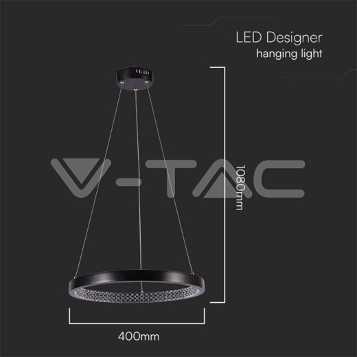 Lámpara colgante LED de diseño 19W negra 4000K - 5