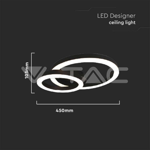 Luz de diseñador LED de 20 W, dos anillos, 3000 K - 4