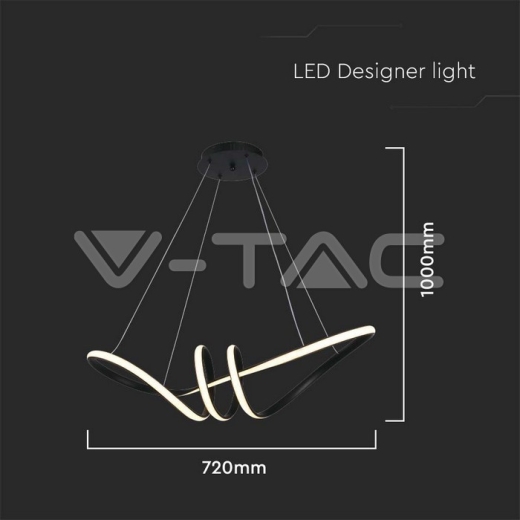 24W LED Hanging Decorative Lamp 720*300 Black Body 3000K - 5