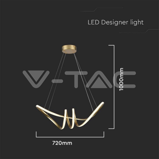 Lámpara Decorativa Colgante LED 24W 720*300 Cuerpo Oro Champán 3000K - 5