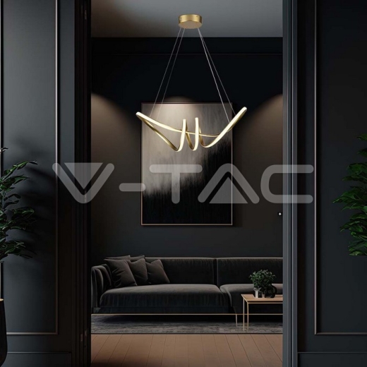 Lámpara Decorativa Colgante LED 24W 720*300 Cuerpo Oro Champán 3000K - 6