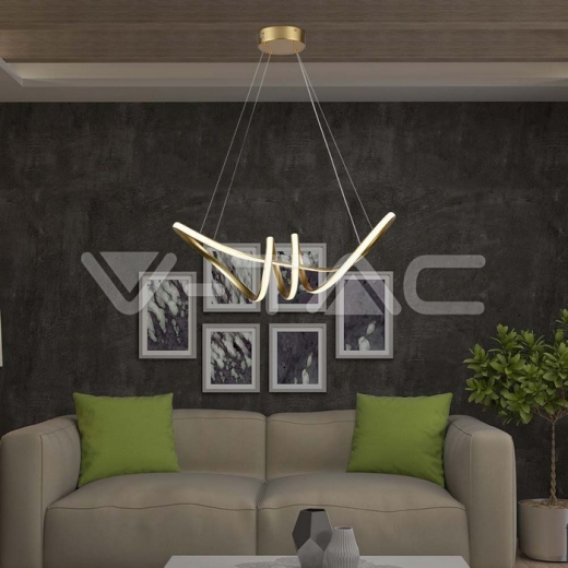 Lámpara Decorativa Colgante LED 24W 720*300 Cuerpo Oro Champán 3000K - 7