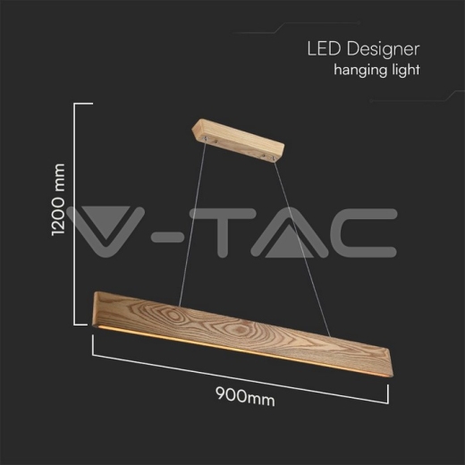 Lámpara Colgante LED de Diseño 24W Madera 3000K L900*H40 - 4