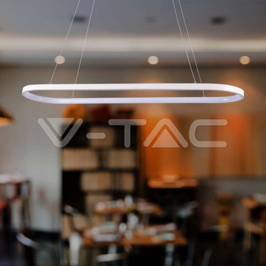 24W LED Hanging Lamp (80*20*100CM) 3000K White Body - 7