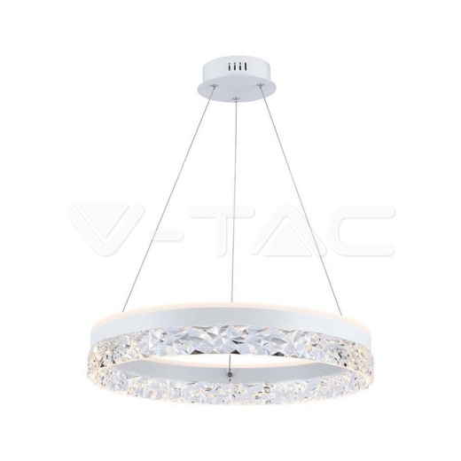 25W LED Designer Hanging Lamp Single Ring 3000K White Body - 1